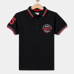 R&B Boys Typography Printed Polo Collar Cotton T-shirt-image-97