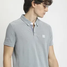 THE BEAR HOUSE Men Polo Collar Regular Fit Pure Cotton Solid T-shirt-image-20