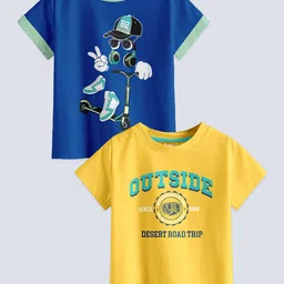 BAESD Boys Pack Of 2 Typography Printed Pure Cotton Casual T-Shirt-picture-1