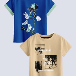 BAESD Boys Pack Of 2 Graphic Printed Pure Cotton Casual T-Shirt-image-40