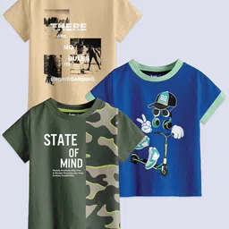 BAESD Boys Pack Of 3 Graphic Printed Pure Cotton T-shirt-image-74