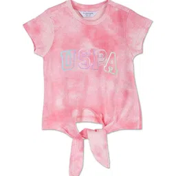 U.S. Polo Assn. Kids Girls Abstract Printed Pure Cotton T-shirt-image-73