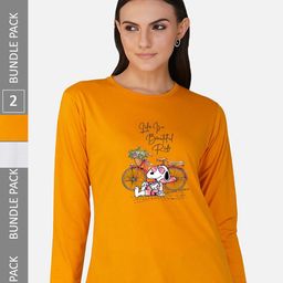 CHOZI Pack Of 2 Graphic Snoopy Printed Cotton Casual T-shirt-picture-37