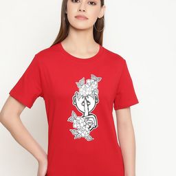 FUTURO Women Printed Drop-Shoulder Sleeves Applique T-shirt-image-13