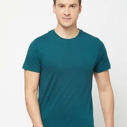 SPORTO Men Turquoise Blue Solid Cotton T-shirt-image-99