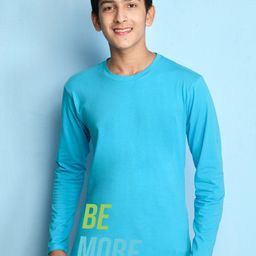 NUSYL Boys Blue Typography Printed T-shirt-image-70