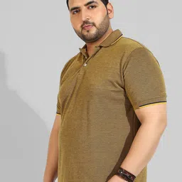 Instafab Plus Men Plus Size Polo Collar Cotton T-shirt-22