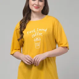 CULPI Women Typography Printed Round Neck Cotton Relaxed Fit T-shirt-58