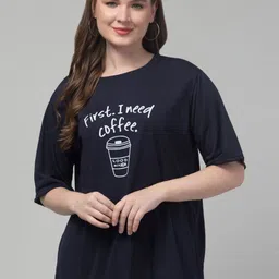 CULPI Women Typography Printed Round Neck Cotton Relaxed Fit T-shirt-15