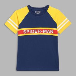 Blue Giraffe Boys Blue & Yellow Typography Spider-Man Printed T-shirt-picture-13