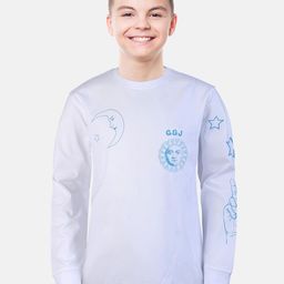 Gini and Jony Boys White Typography Cotton T-shirt-image-85