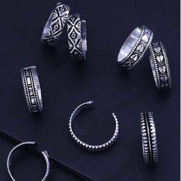 Yellow Chimes Women Set of 4 Oxidized Silver-Toned Adjustable Toe Rings-image-53