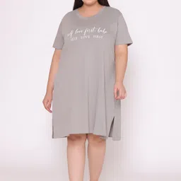 TITTLI Plus Size Printed Cotton T-Shirt Nightdress-26