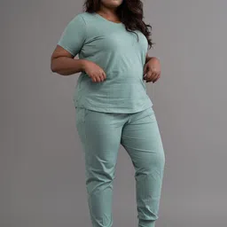 SPIRIT ANIMAL Women Plus Size Green Solid Lounge T-shirt-picture-18