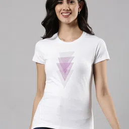 Femmora Geometric Printed Round Neck T-shirt-image-92