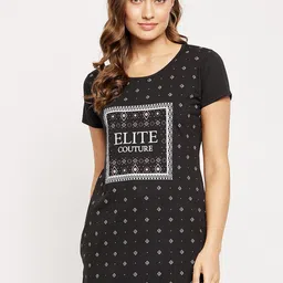 VERO AMORE Typography Printed Pure Cotton Longline T-shirt-image-22
