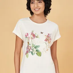 Dreamz by Pantaloons Floral Printed Pure Cotton Lounge Tshirt-image-93