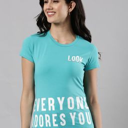 Femmora Typography Printed Round Neck T-shirt-image-32