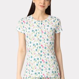 zebu Women Printed Pure Cotton Lounge Tshirt-image-44