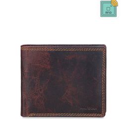 MAI SOLI Men Brown Genuine Leather RFID Protected Dark Vintage Two Fold Wallet-image-25