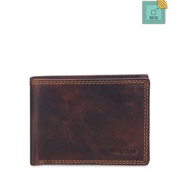 MAI SOLI Men Brown Genuine Leather RFID Protected Dark Vintage Two Fold Wallet-image-35