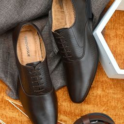 Provogue Men Brown Solid Leather Formal Oxfords-image-12