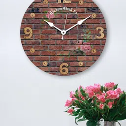 RANDOM New Modern Rustic Brown & Mustard Analogue Contemporary Wooden Round Wall Clock-13
