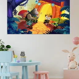 WENS Blue & Yellow Musical Concert By Cute Animals Self Adhesive Wall Poster-image-20