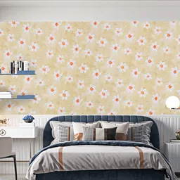 Dakshya Industries Beige & White Floral Printed Self-Adhesive Wallpaper-image-96