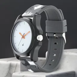 Fastrack Unisex White Dial & Grey Straps TEES-Hashtag Analogue Watch 68011PP04-22