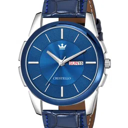 CRESTELLO Men Blue Brass Dial & Blue Stainless Steel Straps Analogue Watch CR-GR010-BLU-13