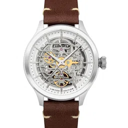 EARNSHAW Men Silver-Toned Dial & Brown Leather Straps Analogue Watch ES-8229-01-22