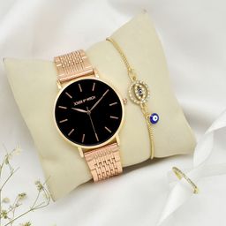 JOKER & WITCH Women Rose Gold- Toned & Black Aurelia Love Triangle Watch Gift Set-image-83