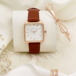 JOKER & WITCH Women Warm Tan Love Triangle Watch Gift Set JWLT352-image-47