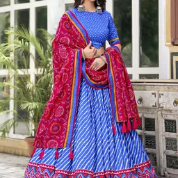 LOOKNBOOK ART Printed Ready to Wear Lehenga & Unstitched Blouse With Dupatta-53
