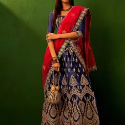 MANVAA Embellished Semi-Stitched Lehenga & Unstitched Blouse With Dupatta-picture-24