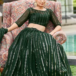 KALINI Embellished Semi-Stitched Lehenga & Unstitched Blouse With Dupatta-picture-11
