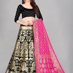DIVASTRI Woven Design Silk Semi-Stitched Lehenga & Unstitched Blouse With Dupatta-picture-39