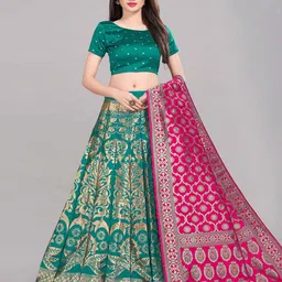 DIVASTRI Woven Design Semi-Stitched Lehenga & Unstitched Blouse With Dupatta-picture-19