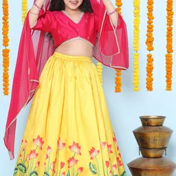 Bitiya by Bhama Girls Embroidered Ready to Wear Lehenga & Blouse With Dupatta-picture-11