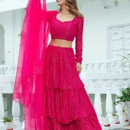 Lavanya The Label Pink & Gold-Toned Ready to Wear Lehenga & Blouse With Dupatta-picture-30