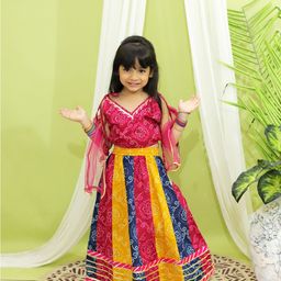 BownBee Girls Bandhani Printed Ready to Wear Lehenga & Blouse With Dupatta-picture-51