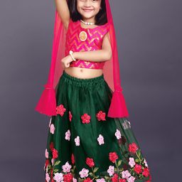 BAESD Girls Chevron Printed Thread Work Ready to Wear Lehenga & Blouse With Dupatta-picture-21