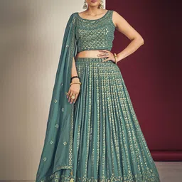 Fusionic Embellished Mirror Work Ready to Wear Lehenga & Blouse With Dupatta-picture-15