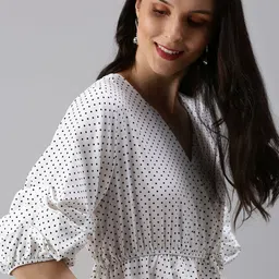 SHOWOFF White Print Crepe Wrap Top-image-8