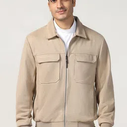 Blackberrys Men Spread Collar Solid Casual Bomber Jacket-picture-15