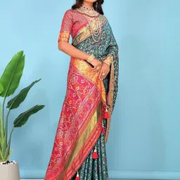 jayant creation Blue Silk Blend Patola Sarees-picture-49