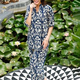 GoSriKi Ethnic Motifs Printed Mandarin Collar Top With Trousers-26