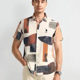 U.S. Polo Assn. Denim Co. Men Spread Collar Abstract Printed Cotton Slim Fit Casual Shirt-image-32