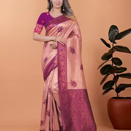 DIVASTRI Ethnic Motifs Zari Art Silk Banarasi Saree-picture-5